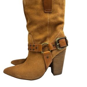 DINGO WOMEN'S DANCING QUEEN HARNESS BOOTIES Brown Suede Western Boots Size 8M